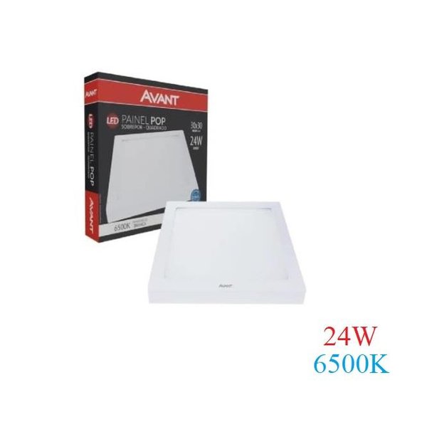 Painel de Sobrepor LED Quadrado Branco (6500W - Branco Frio) 30cm x ...